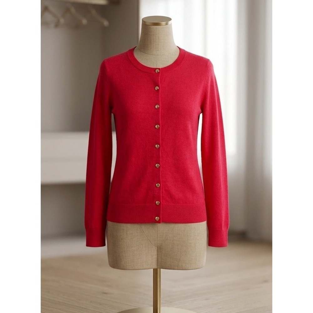 Banana Republic Cardigan Womens Red Italian Merino Wool Quiet Luxury Sweater S